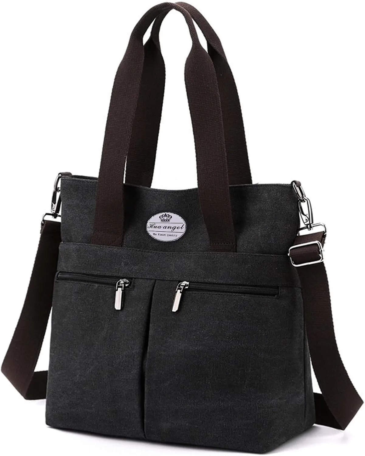 HUA ANGEL Women's Canvas Tote Bag Lightweight Crossbody Purse Multi-Pocket Durable Handbags for Work College Shopping Beach