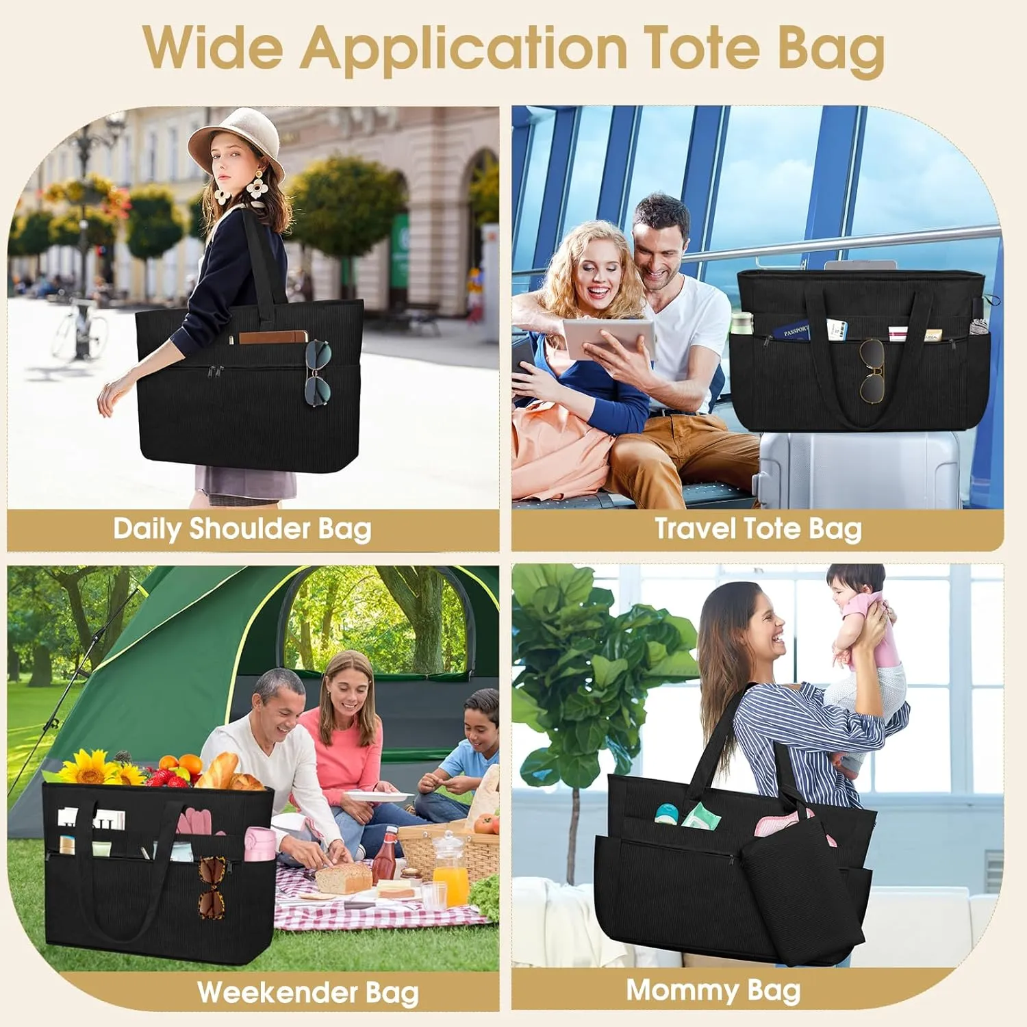HUANLANG Extra Large Beach Bag Waterproof Beach Totes Bags for Women Men,Pool Bag with Zipper Wet Pocket