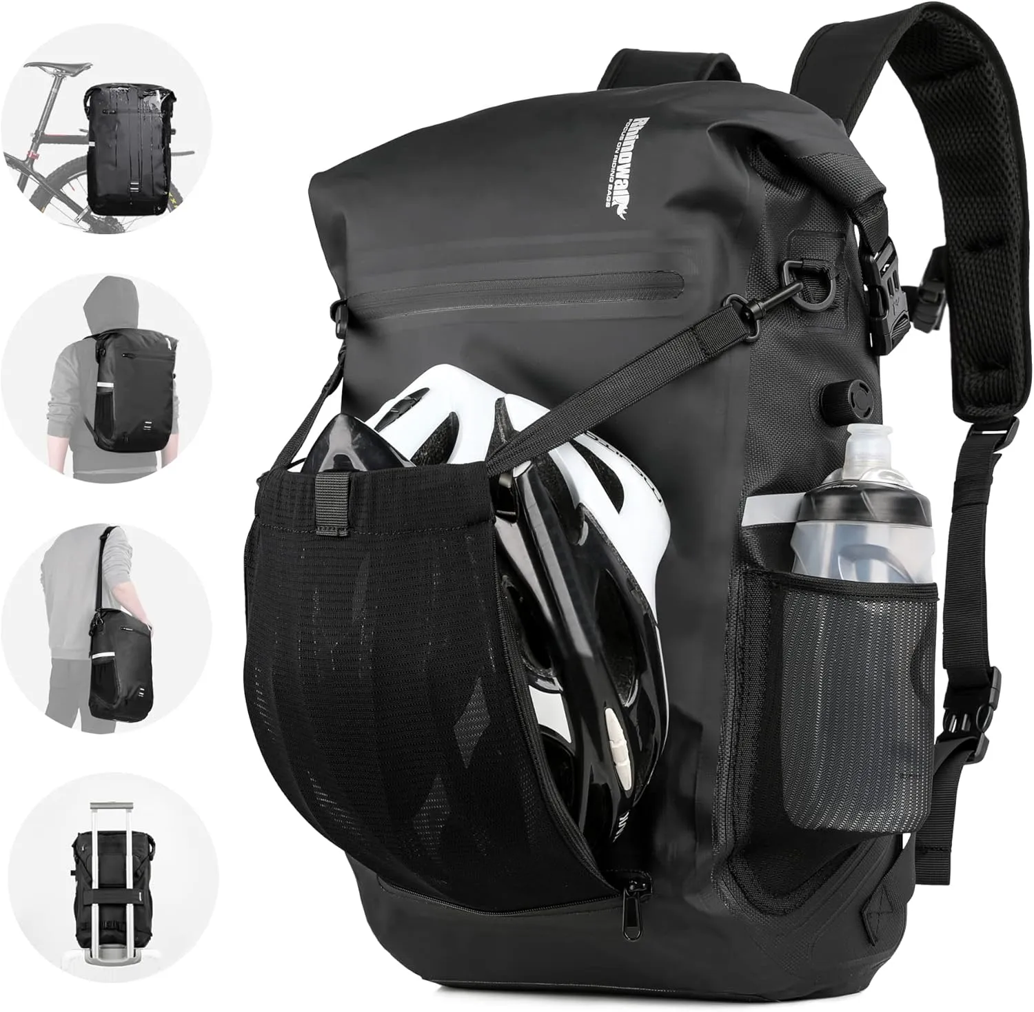 HUNTVP Bike Pannier Bag Backpack Multifunctional Bicycle Bag Cycling Bicycle Rear Seat Trunk Pack Bag Bike Saddle Bag Backseat Pack Bag with Helmet Cover (Black)