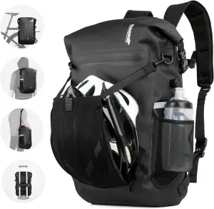 HUNTVP Bike Pannier Bag Backpack Multifunctional Bicycle Bag Cycling Bicycle Rear Seat Trunk Pack Bag Bike Saddle Bag Backseat Pack Bag with Helmet Cover (Black)