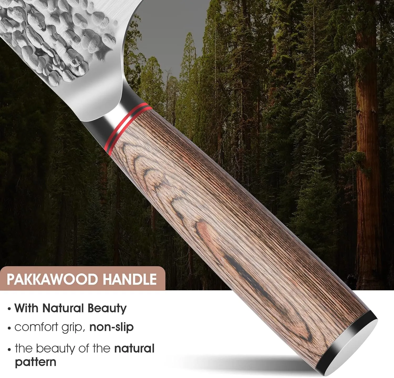 Huusk kitchen knives, 7.7-Inch Japanese Cleaver Knife Professional High Carbon Steel Butcher Knife for Vegetable Meat Cleavers with Wood Handle for Family Restaurant