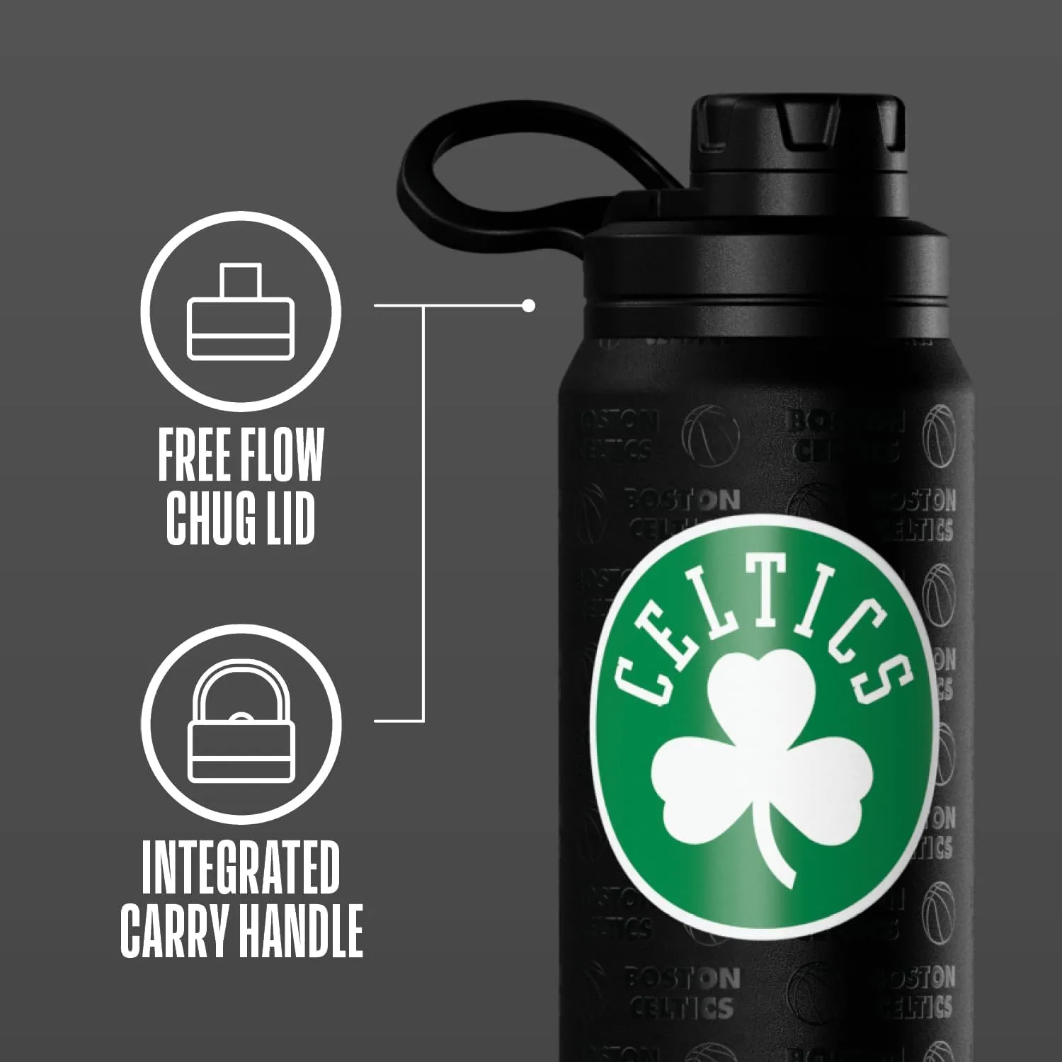 Hydrapeak x NBA Officially Licensed Boston Celtics 26 oz Active Water Bottle with Chug Lid and Handle Reusable Stainless Steel Double Wall Insulated Sports Gift