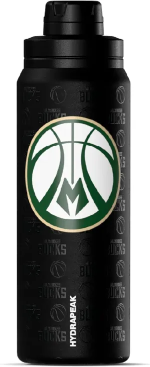 Hydrapeak x NBA Officially Licensed Milwaukee Bucks 26 oz Active Water Bottle with Chug Lid and Handle Reusable Stainless Steel Double Wall Insulated Sports Gift