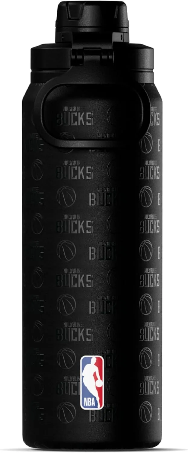 Hydrapeak x NBA Officially Licensed Milwaukee Bucks 26 oz Active Water Bottle with Chug Lid and Handle Reusable Stainless Steel Double Wall Insulated Sports Gift
