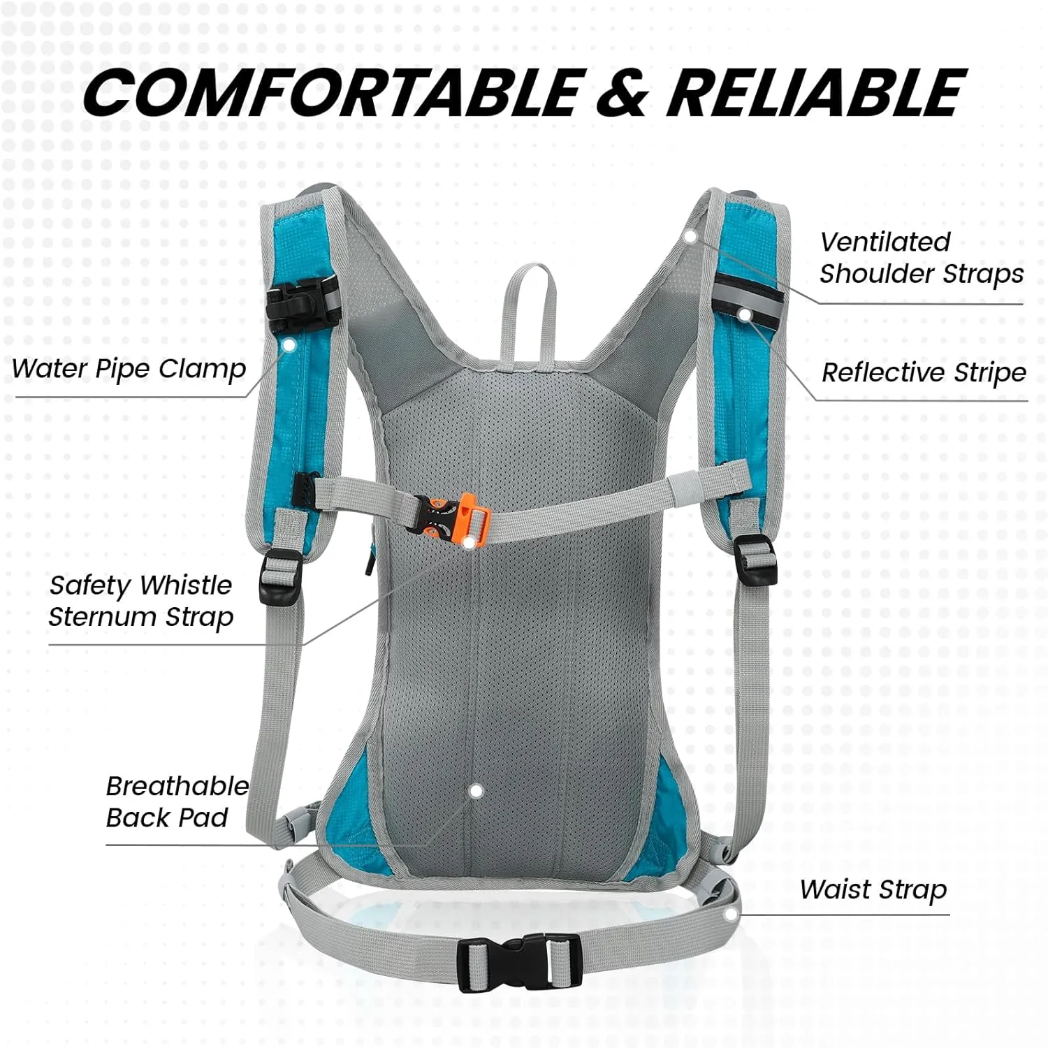 Hydration Pack Backpack for Women & Men, Lightweight Water Backpack with 2L Water Bladder for Hiking Cycling Running Biking