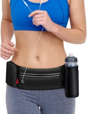 Hydration Running Belt for Women Men Running Fanny Pack with Foldable Water Bottle Holder for Walking No Bounce Adjustable Waist Pouch for Runners Jogging