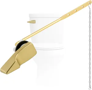 Hygie Rinse Front Mount Metal Toilet Handle Replacement Kit Compatible with American Standard/Mansfield/Gerber Toilet, Toilet Tank Flusher Lever with Flapper Chain, Brushed Gold