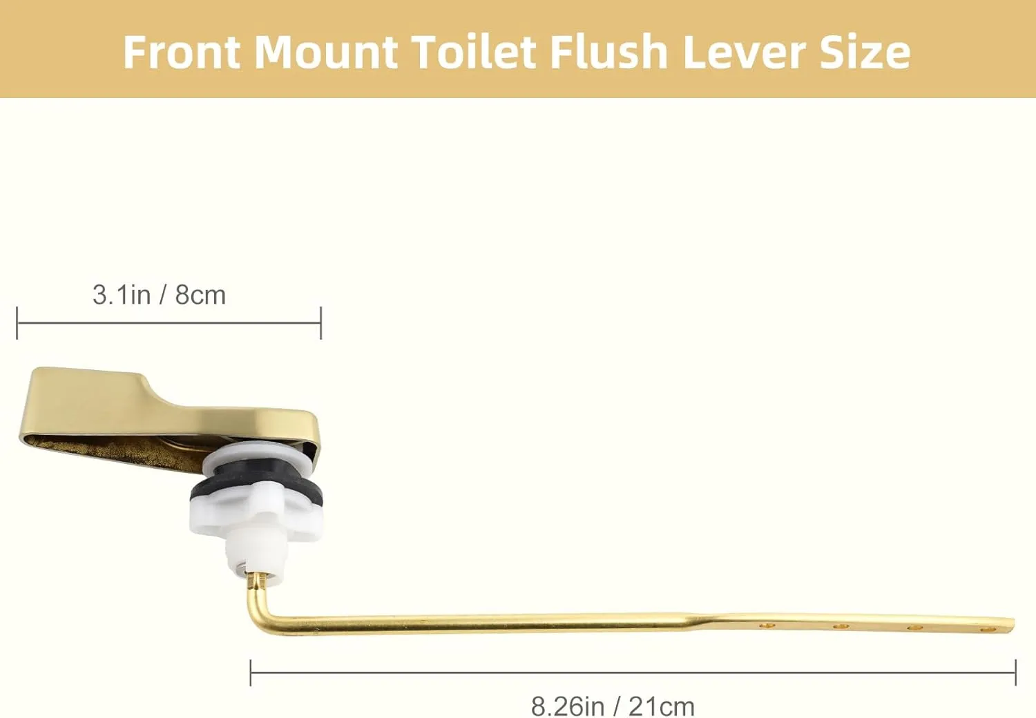 Hygie Rinse Front Mount Metal Toilet Handle Replacement Kit Compatible with American Standard/Mansfield/Gerber Toilet, Toilet Tank Flusher Lever with Flapper Chain, Brushed Gold
