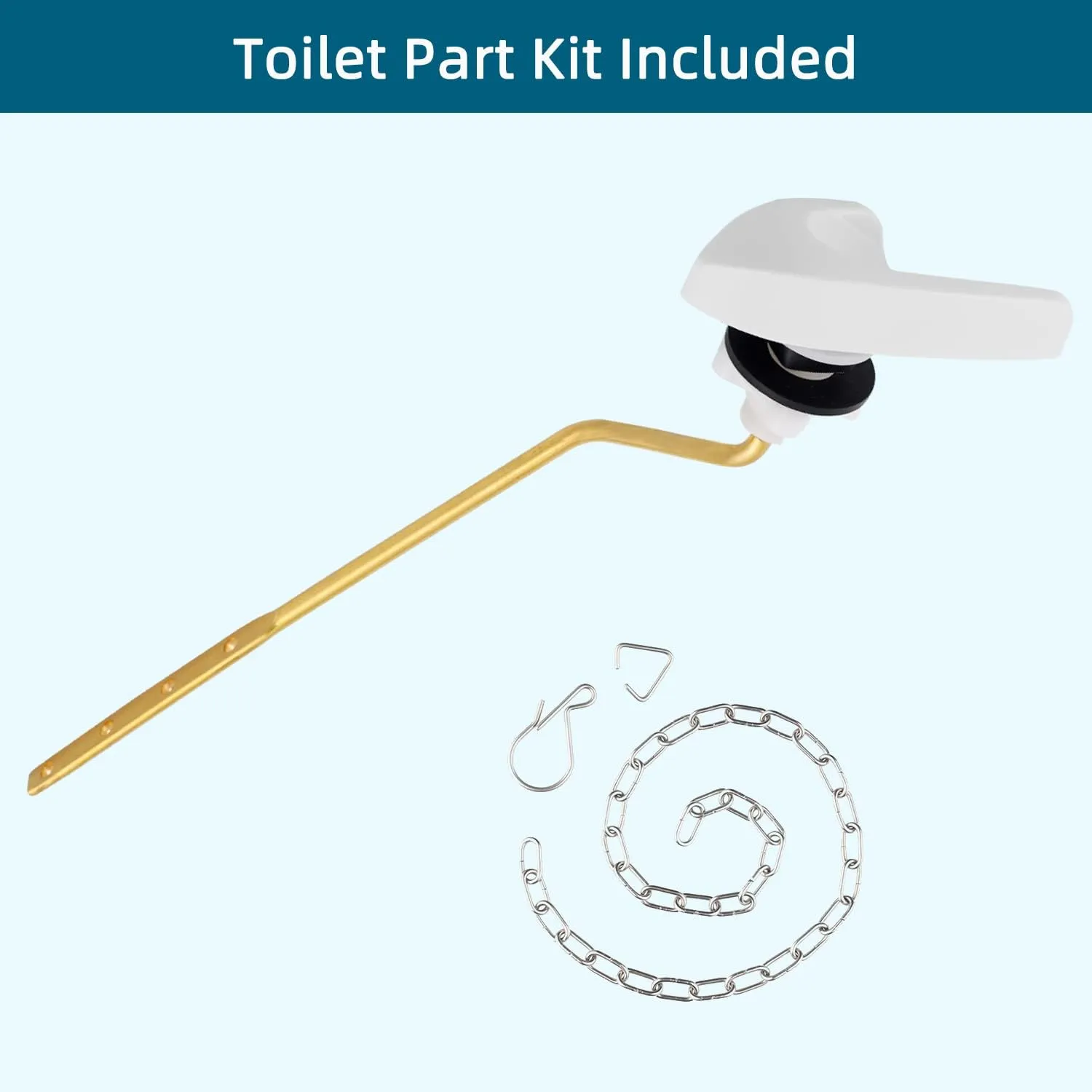 Hygie Rinse Metal Side Mount Toilet Handle Replacement Kit Compatible with Kohler K-GP30324-CP/Glacier Bay Toilet with 1pc Flapper Chain, Toilet Flusher Lever, White