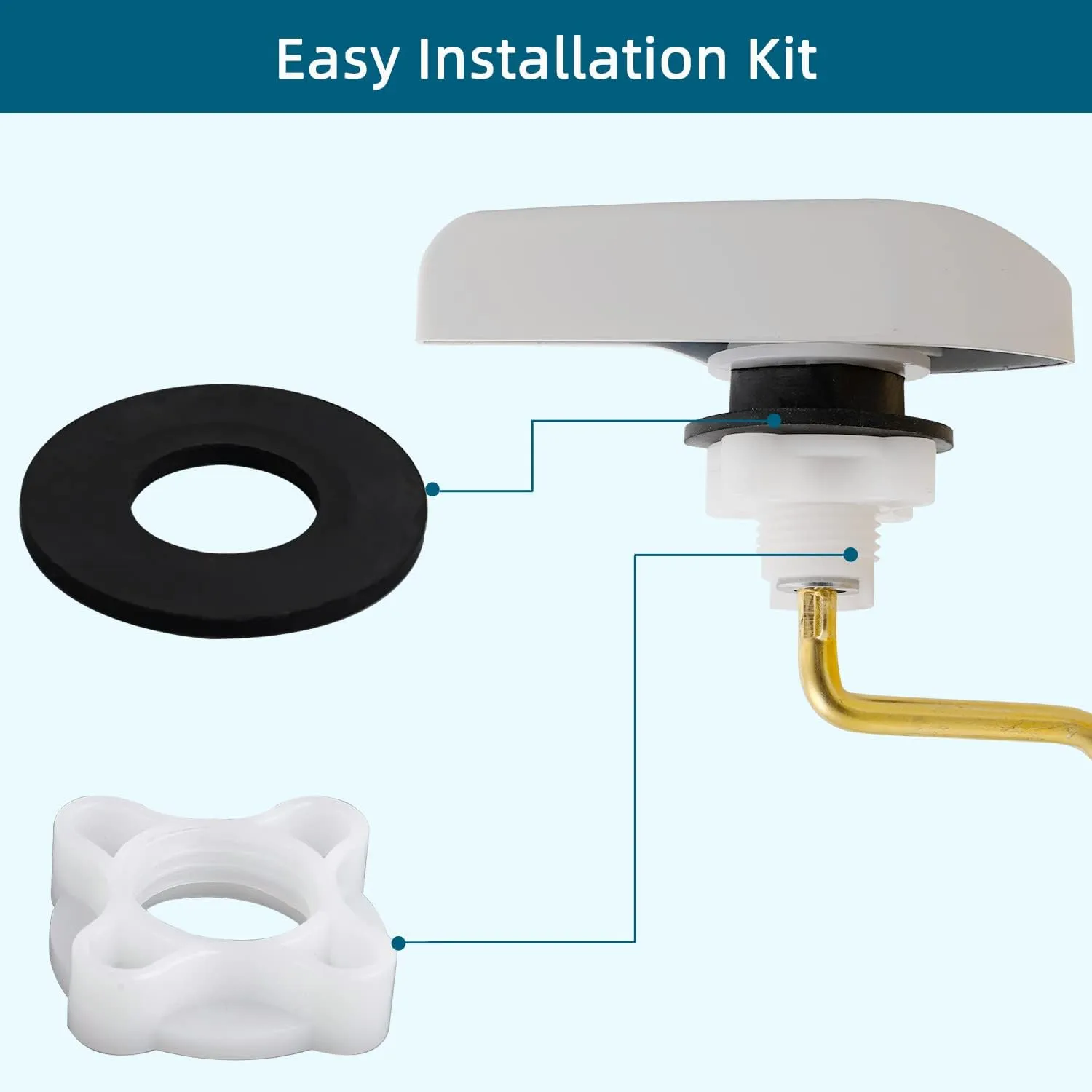 Hygie Rinse Metal Side Mount Toilet Handle Replacement Kit Compatible with Kohler K-GP30324-CP/Glacier Bay Toilet with 1pc Flapper Chain, Toilet Flusher Lever, White