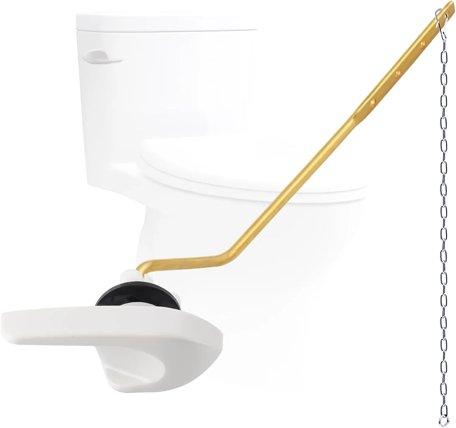 Hygie Rinse Metal Side Mount Toilet Handle Replacement Kit Compatible with Kohler K-GP30324-CP/Glacier Bay Toilet with 1pc Flapper Chain, Toilet Flusher Lever, White