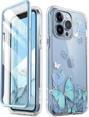 i-Blason for iPhone 13 Pro Case with Built-in Screen Protector, [Full Body Drop Protection] Slim Stylish Women Girl Shockproof Phone Case for iPhone 13 Pro, Cosmo Series, BlueFly