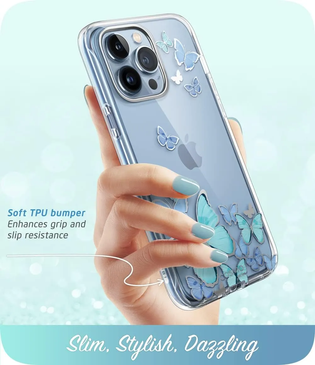 i-Blason for iPhone 13 Pro Case with Built-in Screen Protector, [Full Body Drop Protection] Slim Stylish Women Girl Shockproof Phone Case for iPhone 13 Pro, Cosmo Series, BlueFly