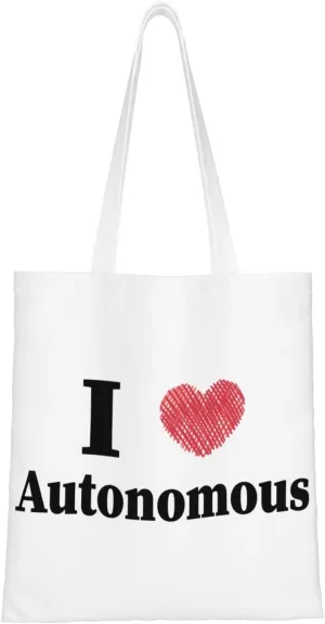 I Love Autonomous Tote Bag for Women Canvas Shopping Bags Reusable Large Capacity Casual Shoulder Handbags Grocery Bags DIY Gift Bags