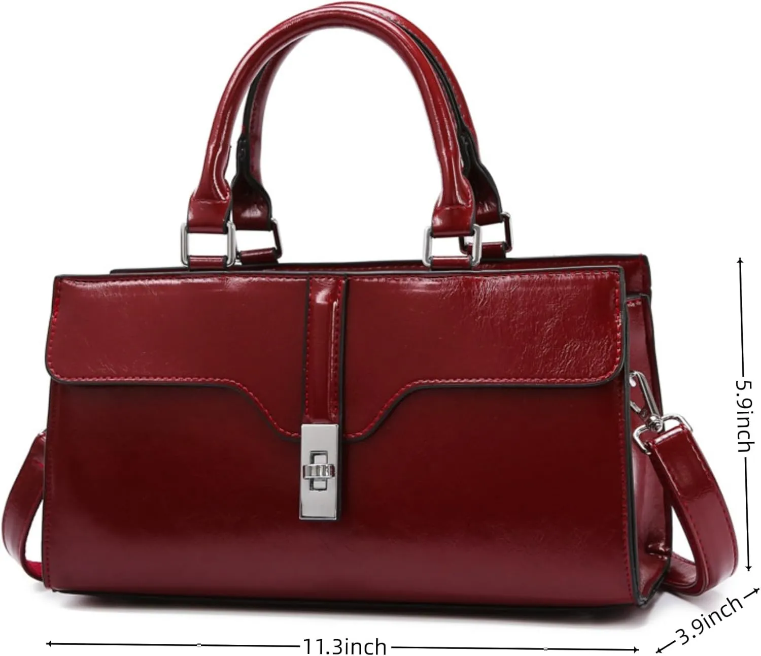 IAMUHI Women's Glossy Faux Leather Evening Handbag Clutch Purse, Small Top Handle Tote Designer Satchel Shoulder Bag Purse