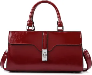 IAMUHI Women's Glossy Faux Leather Evening Handbag Clutch Purse, Small Top Handle Tote Designer Satchel Shoulder Bag Purse