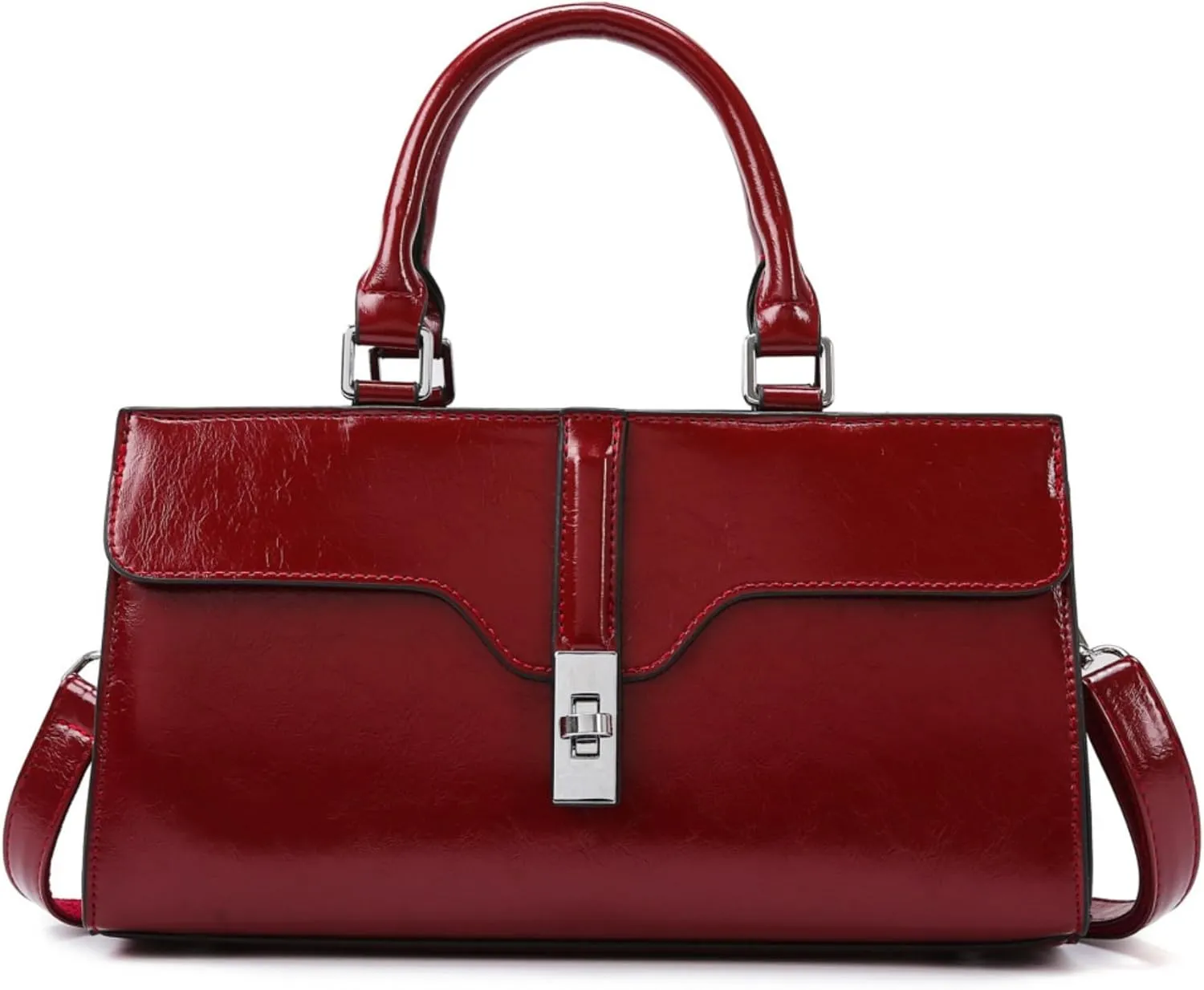IAMUHI Women's Glossy Faux Leather Evening Handbag Clutch Purse, Small Top Handle Tote Designer Satchel Shoulder Bag Purse