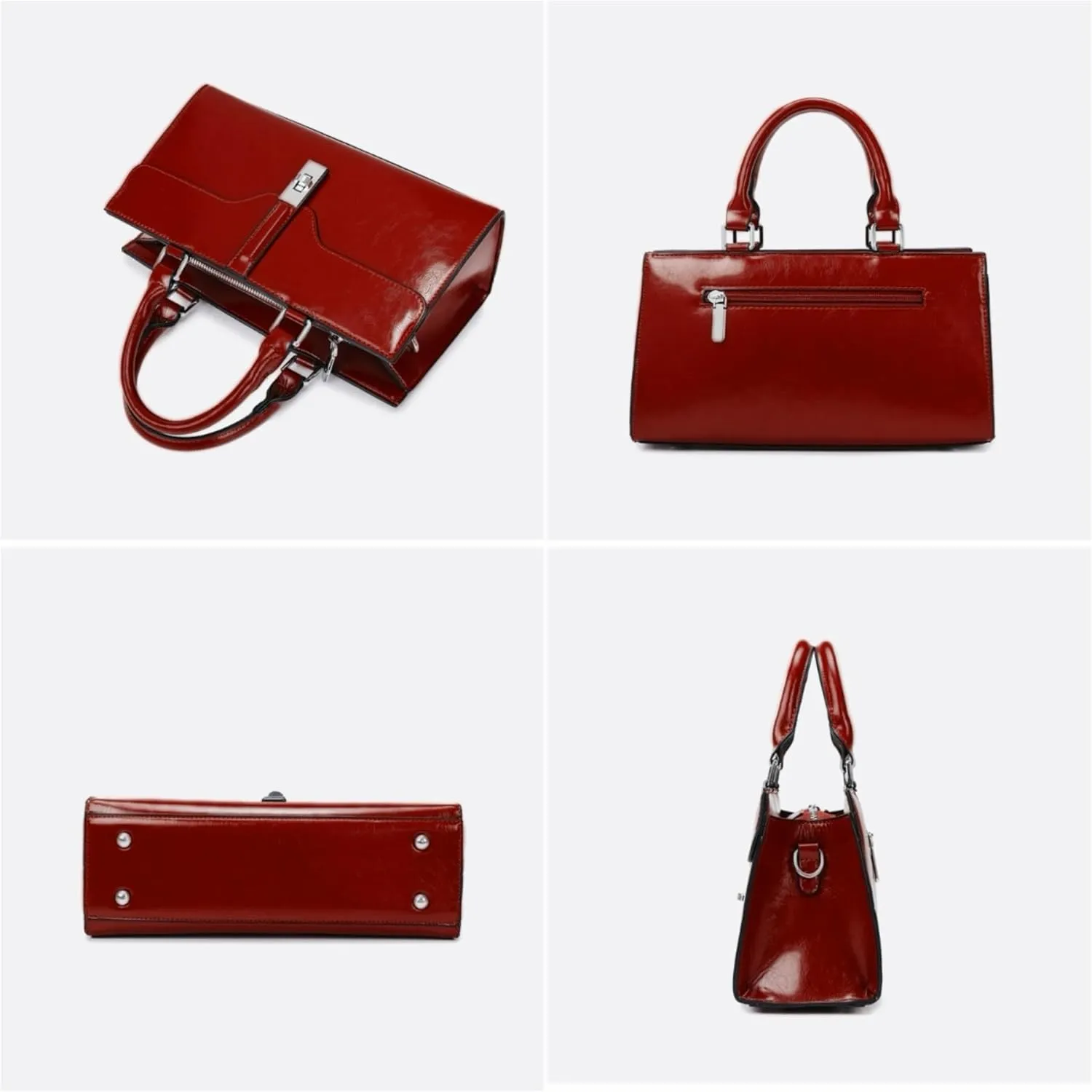 IAMUHI Women's Glossy Faux Leather Evening Handbag Clutch Purse, Small Top Handle Tote Designer Satchel Shoulder Bag Purse