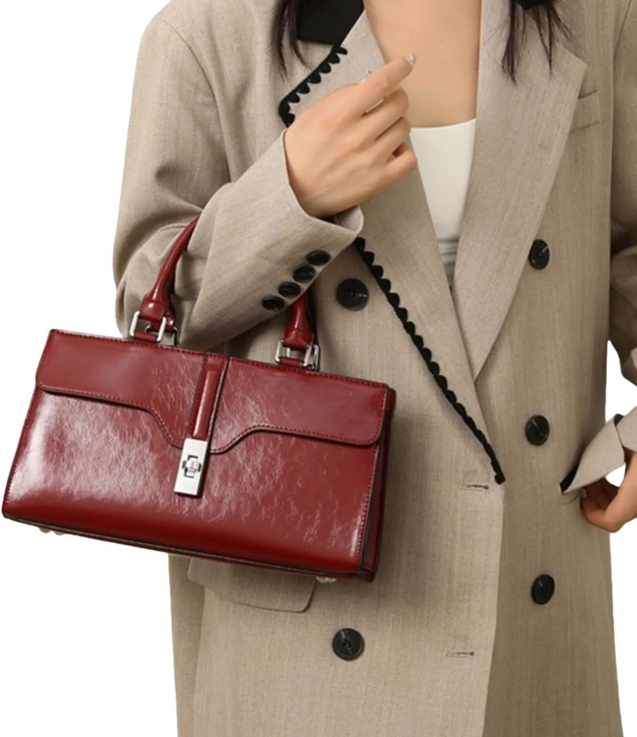 IAMUHI Women's Glossy Faux Leather Evening Handbag Clutch Purse, Small Top Handle Tote Designer Satchel Shoulder Bag Purse