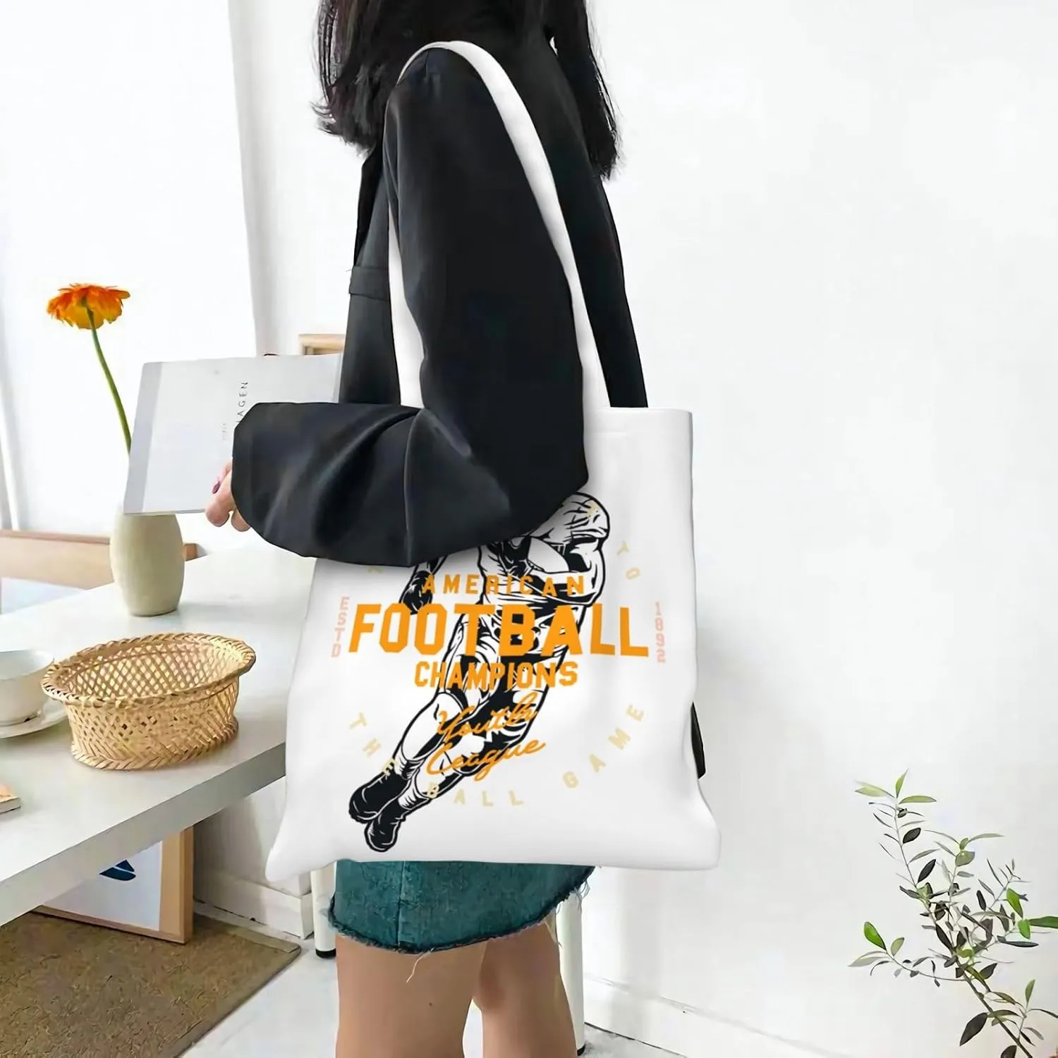 I'd Rather Be In Hawaii Canvas Tote Bag for Women Reusable Grocery Shoulder Bags Shopping Handbags