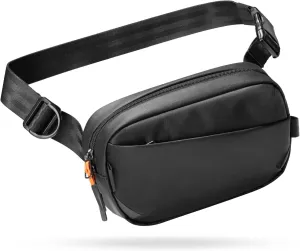 Inateck Sling Bag X-Mini, Durable Fanny Pack with RFID Blocking, Water-resistant Belt Waist Bag with Quick-adjust Strap, Stylish Waist Pack for Men, Women, Travel, Hiking, Cycling, Work, Sports, Black