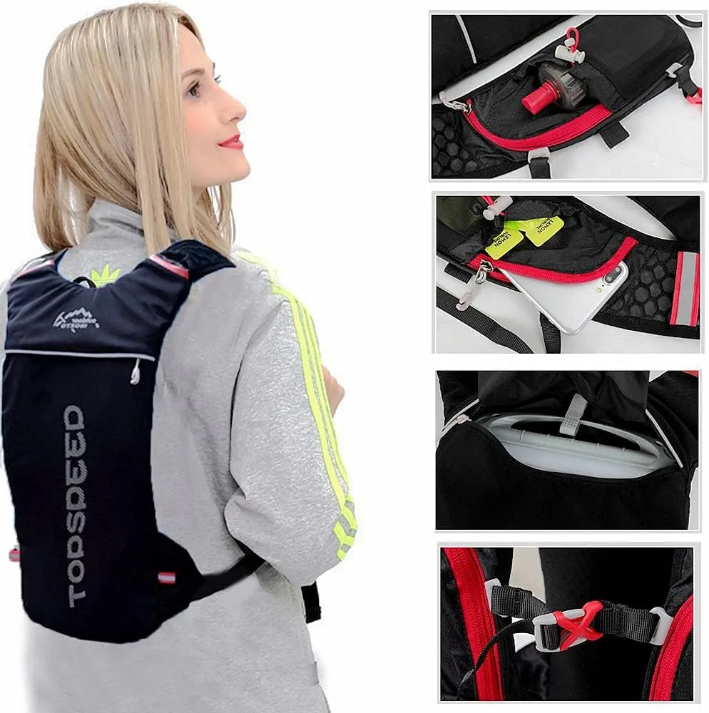 INOXTO Running Hydration Vest Backpack,Lightweight Insulated Pack with 1.5L Water Bladder Bag Daypack for Hiking Trail Running Cycling Race Marathon for Women Men