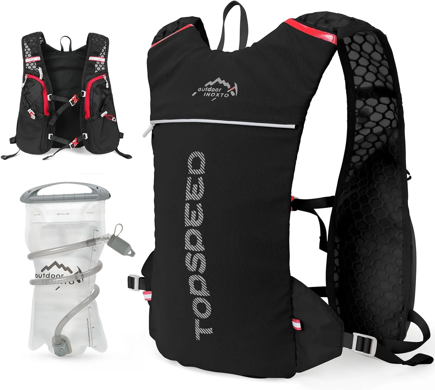 INOXTO Running Hydration Vest Backpack,Lightweight Insulated Pack with 1.5L Water Bladder Bag Daypack for Hiking Trail Running Cycling Race Marathon for Women Men