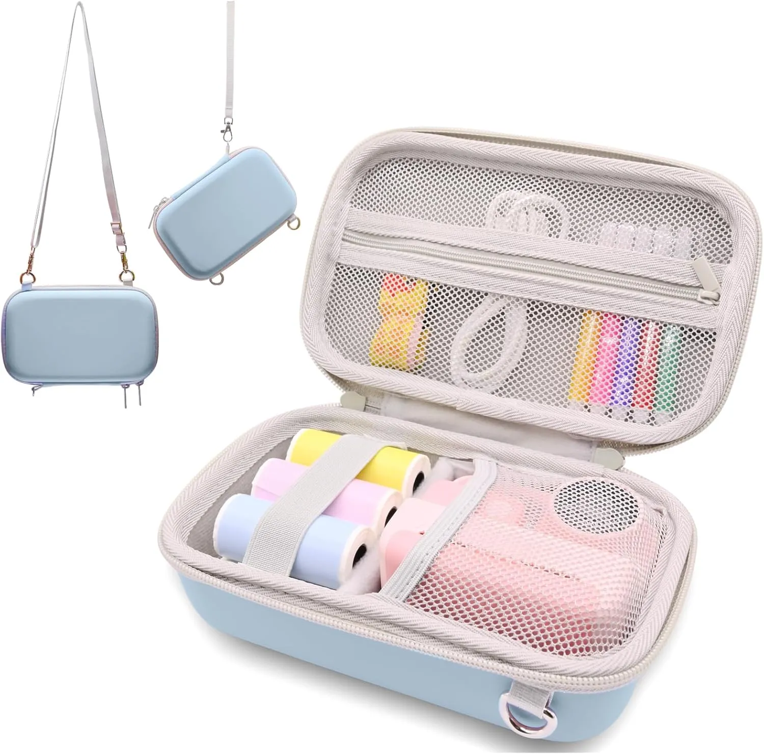 Instant Print Film Camera Case for Kid Cameras & Digital Video Camera, Hard Storage Holder Organizer Bag Compatible with ESOXOFFORE/Dylanto/Anchioo/MINIBEAR and More (Blue)