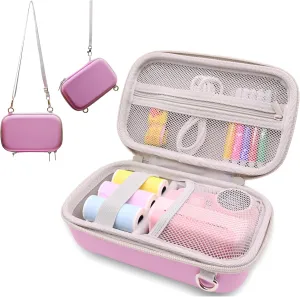 Instant Print Film Camera Case for Kid Cameras & Digital Video Camera, Hard Storage Holder Organizer Bag Compatible with ESOXOFFORE/Dylanto/Anchioo/MINIBEAR and More (Pink)