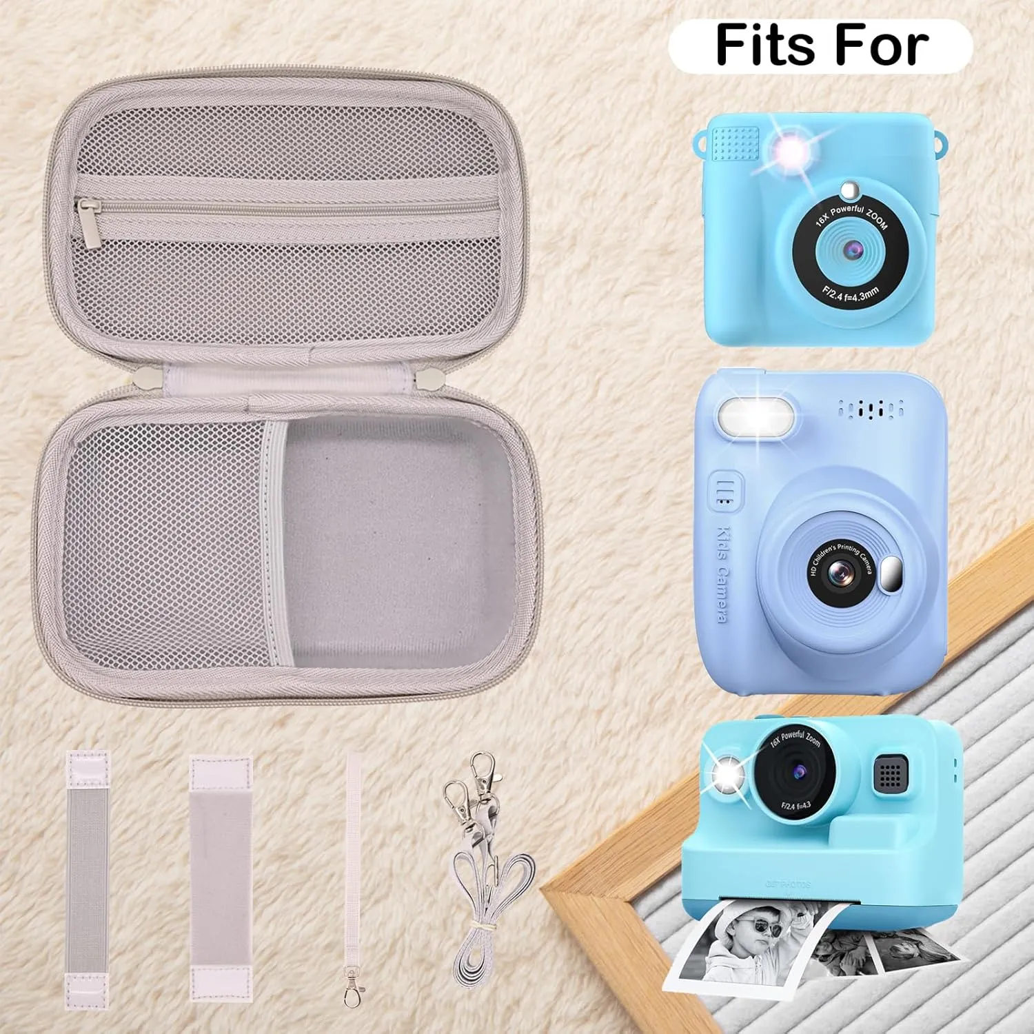 Instant Print Film Camera Case for Kid Cameras & Digital Video Camera, Hard Storage Holder Organizer Bag Compatible with ESOXOFFORE/Dylanto/Anchioo/MINIBEAR and More (Pink)