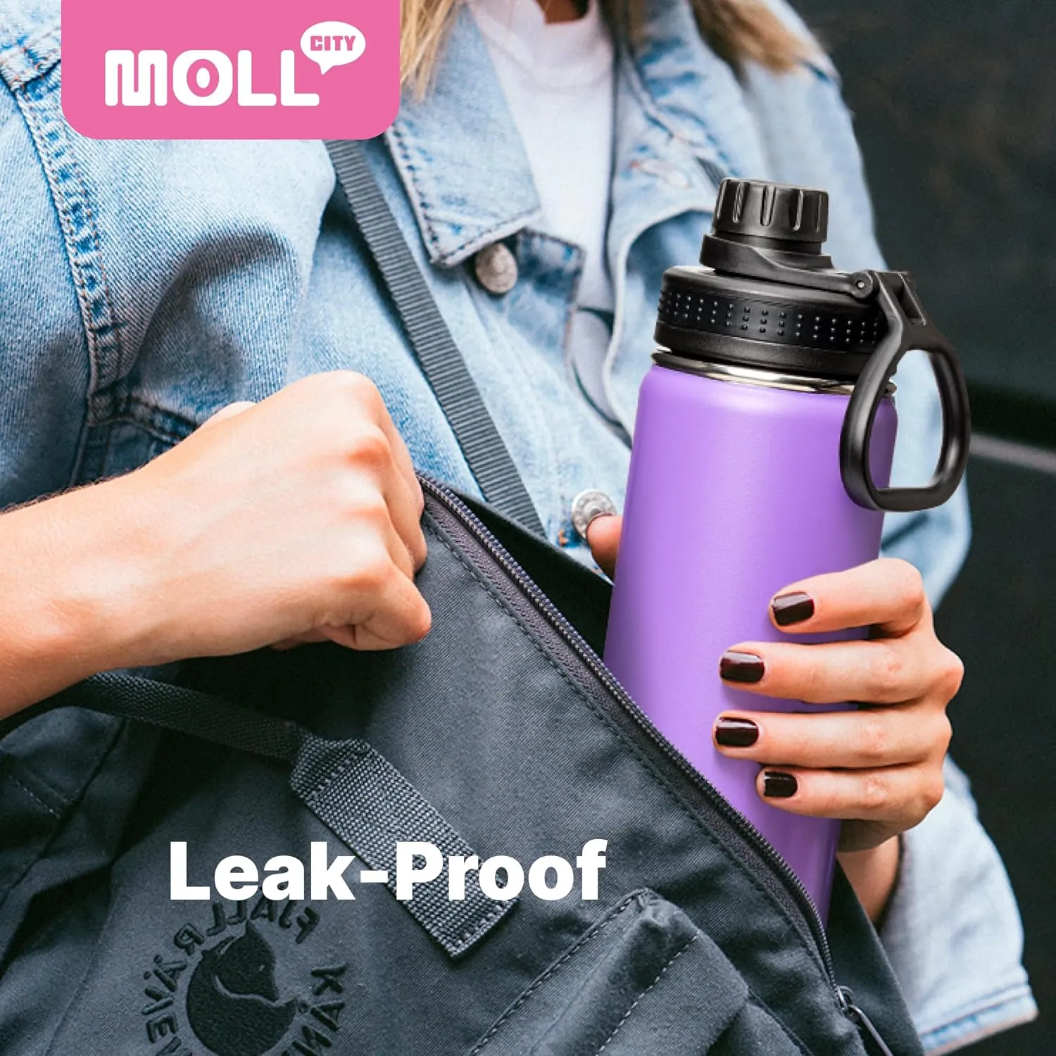 Insulated Water Bottle-22 oz Stainless Steel Vacuum Wide Mouth Sports Water Bottle with Silicone Boot-Reusable Metal Leak Proof Travel Water Flask for Girls (Canyon Red)