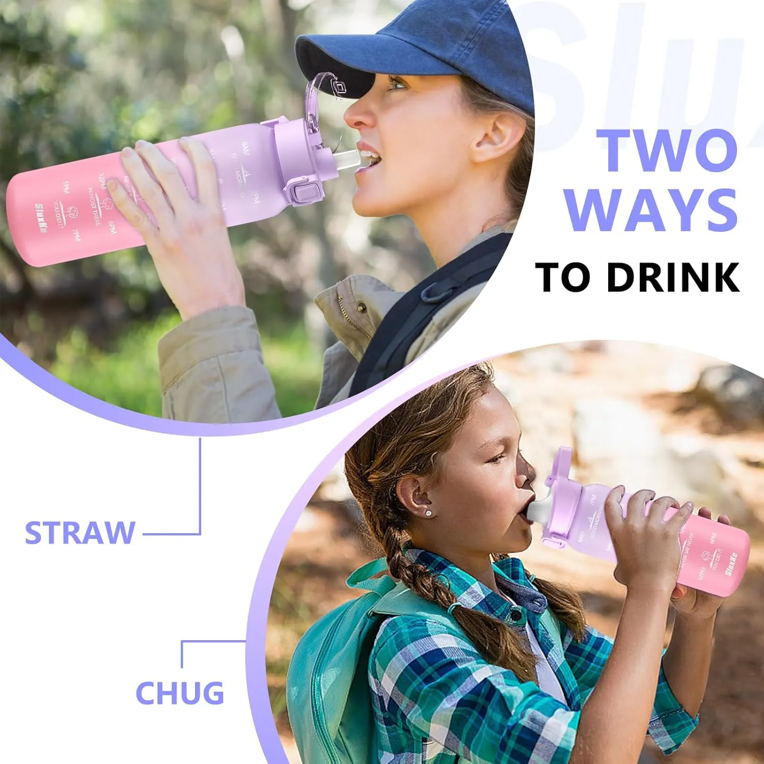 Insulated Water Bottle 32oz with 2Lids,18/10 Stainless Steel 1000ml Insulated Water Bottle Double Walled with Handle, Metal Canteen Keep Cold 48H Hot 24H for Men, Women & Kids