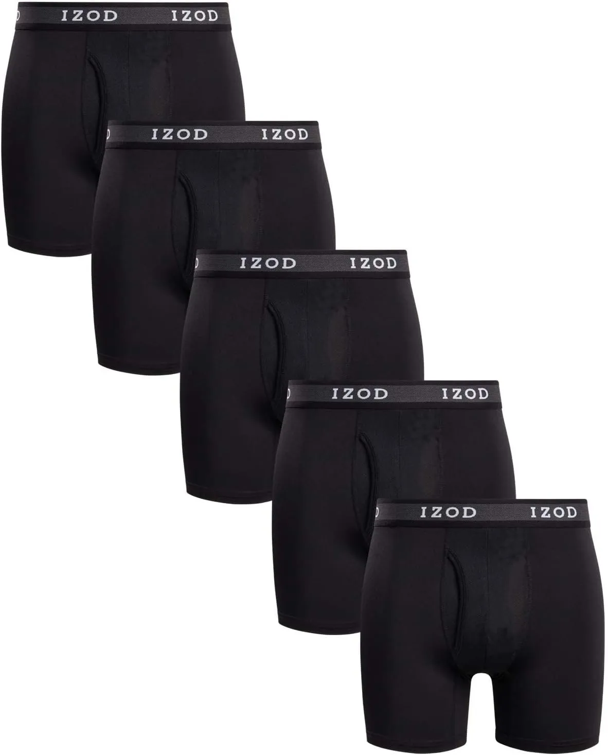 IZOD Mens Boxer Briefs - 5 Pack Stretch Performance Mens Underwear Boxers with Functional Fly Pouch (Sizes: S-2XL)