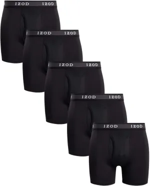 IZOD Mens Boxer Briefs - 5 Pack Stretch Performance Mens Underwear Boxers with Functional Fly Pouch (Sizes: S-2XL)