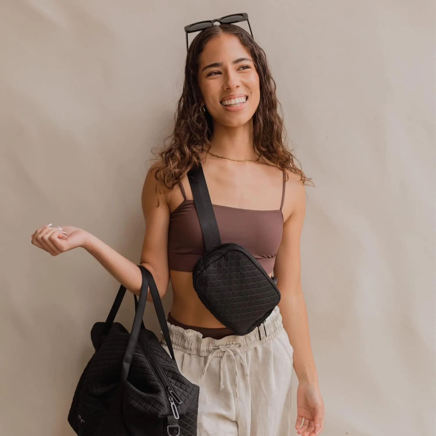 Jadyn Belt Bag, Casual Crossbody and Belt Fanny Pack for Women and Men, Adjustable Strap, Multiple Pockets, Durable Material (Diamond Black)