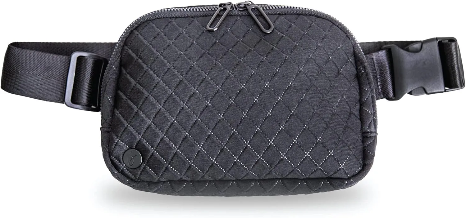Jadyn Belt Bag, Casual Crossbody and Belt Fanny Pack for Women and Men, Adjustable Strap, Multiple Pockets, Durable Material (Diamond Black)