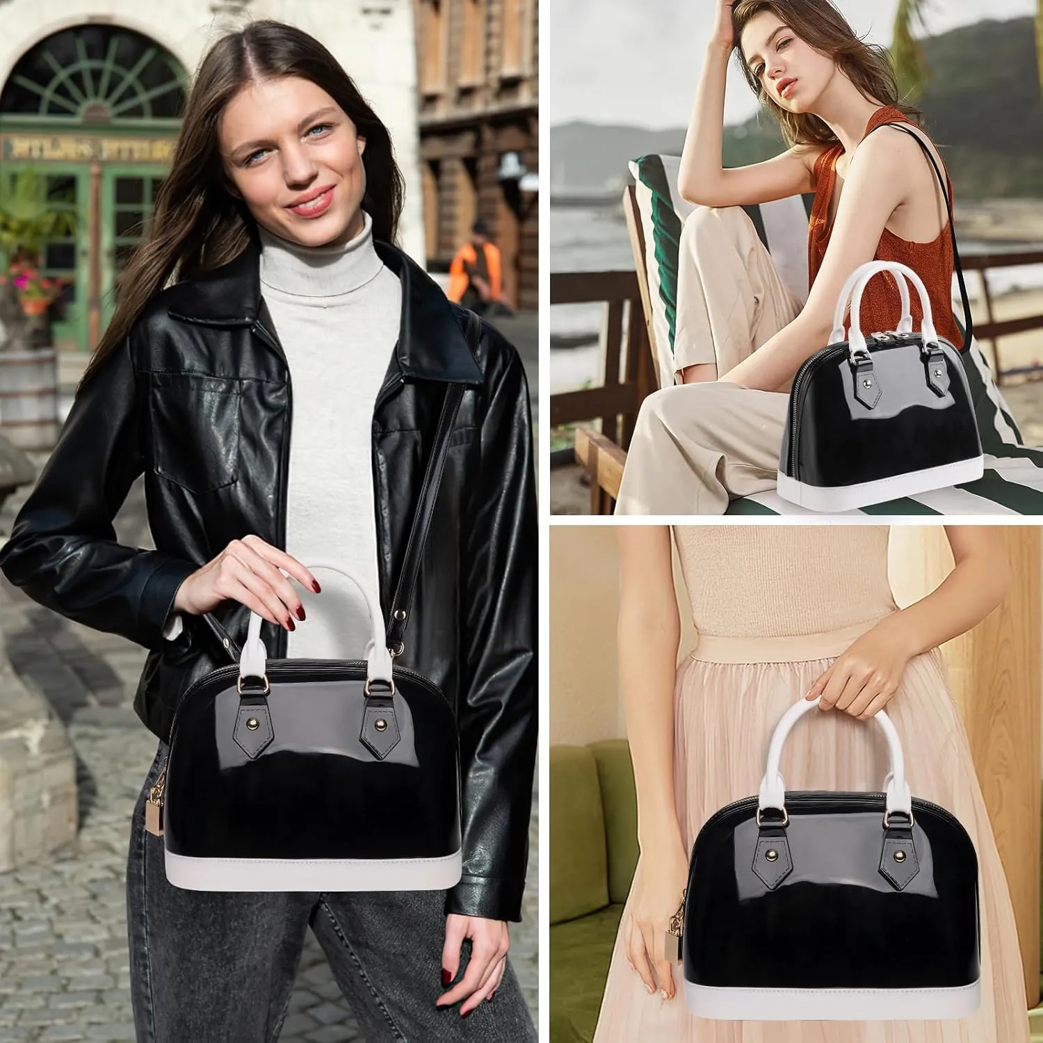Jelly Crossbody Purse Shoulder Bag, Candy Color Tote Satchel Top-Handle Handbags for Women
