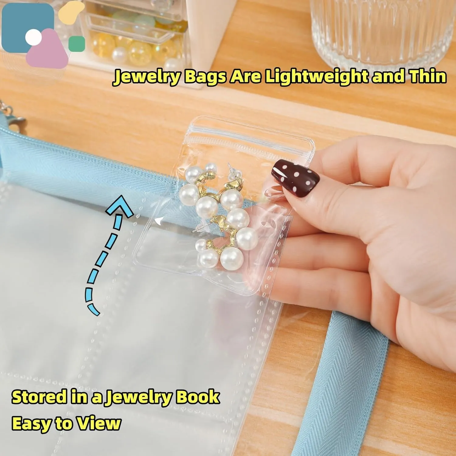 Jewelry Storage Book Travel Earring Organizer Case Transparent for Earring, Necklace, Ring, With pvc Jewelry Pouches Zipper Bags