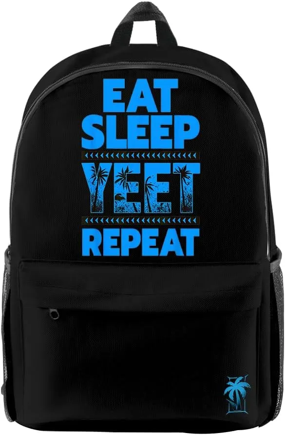 Jey Uso Eat Sleep Yeet Repeat Backpack Women Men Rucksack Unisex Travel Bag Packsack Casual Daypack (Black,One Size)