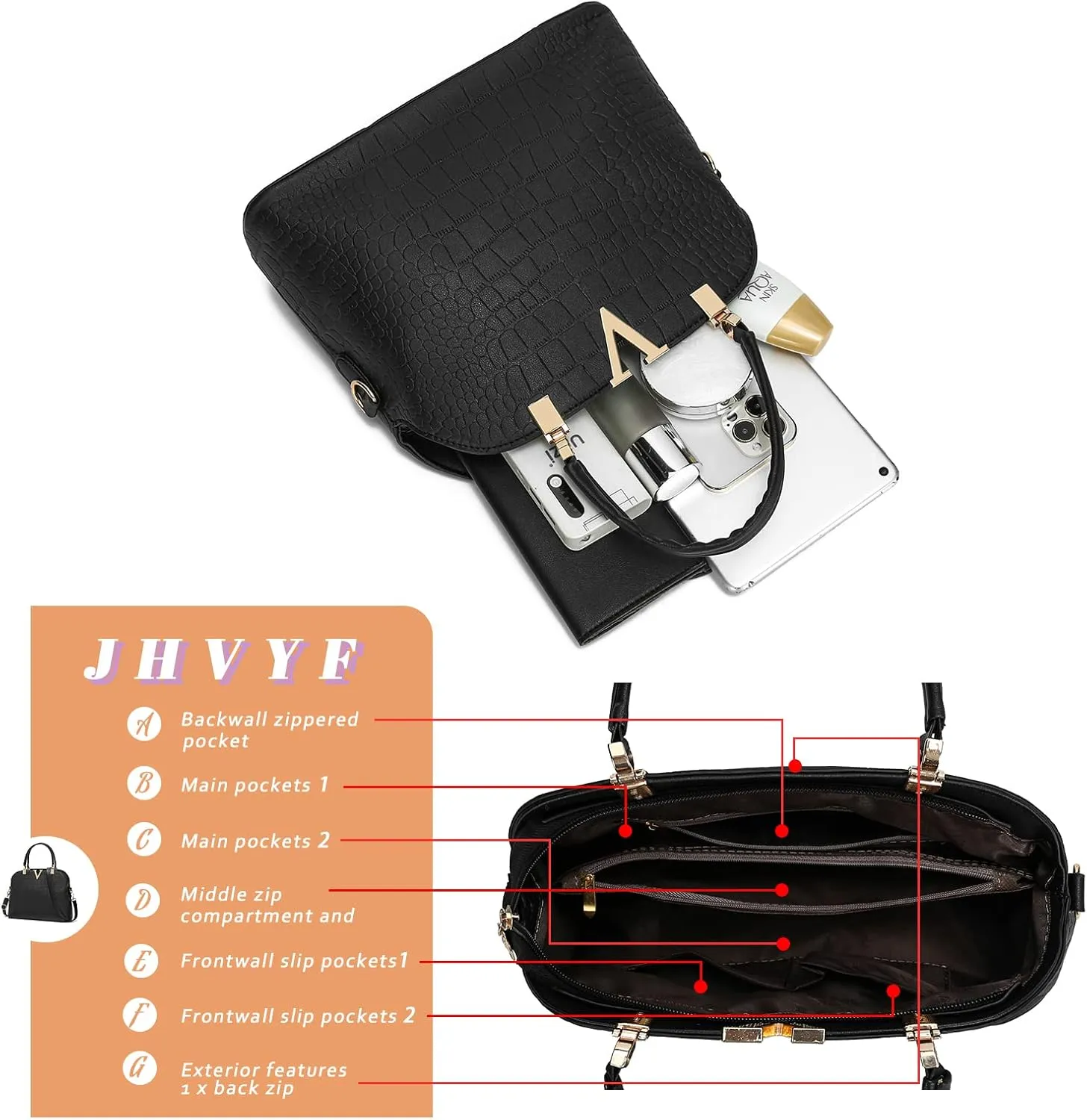 JHVYF Women classics Top Handle Handbag Crossbody Casual Purse Satchel Tote