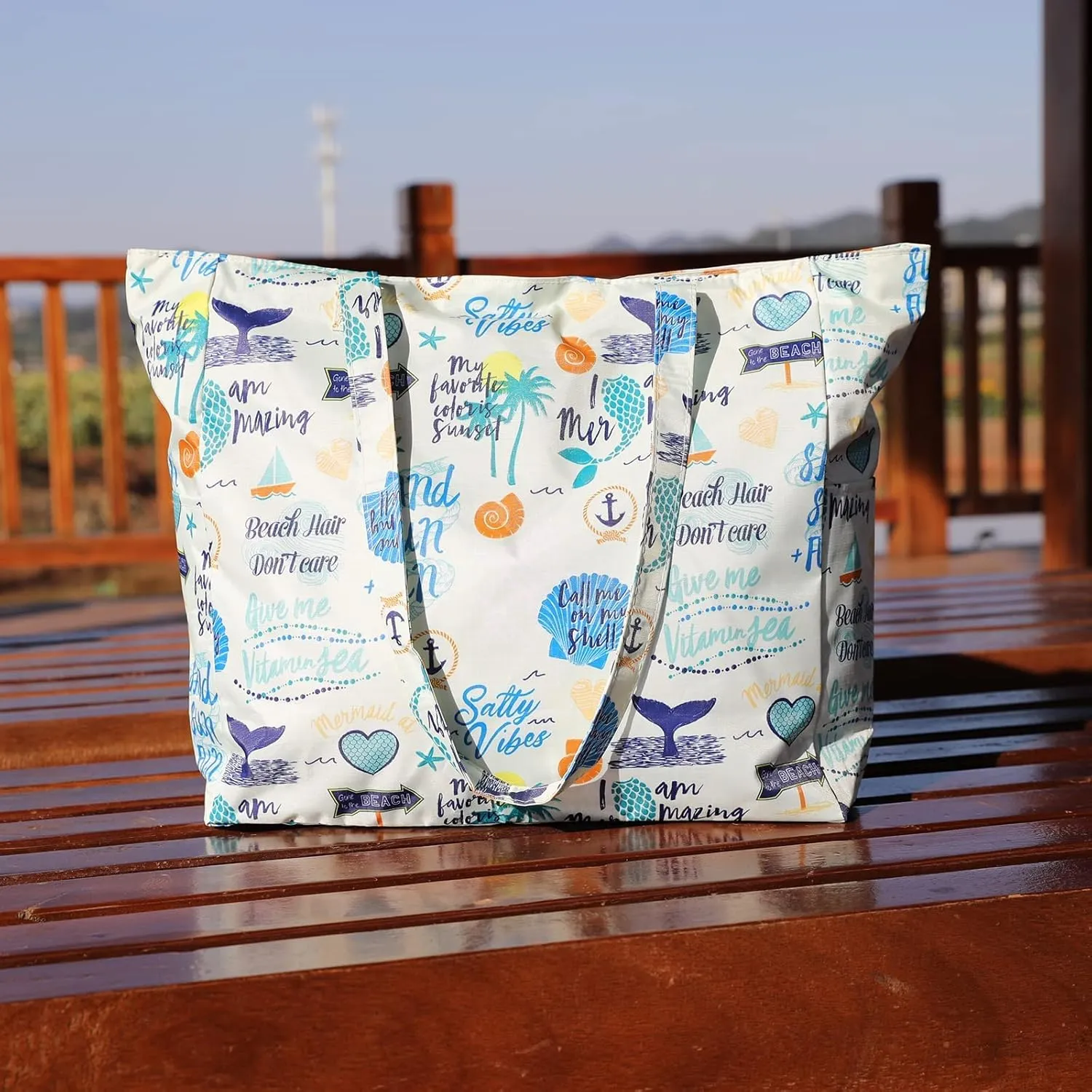JNF Extra Large Beach Bag for Women Waterproof Foldable Pool Beach Tote Bags with Zipper for Swim Gym Travel Daily