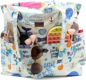 JNF Extra Large Beach Bag for Women Waterproof Foldable Pool Beach Tote Bags with Zipper for Swim Gym Travel Daily
