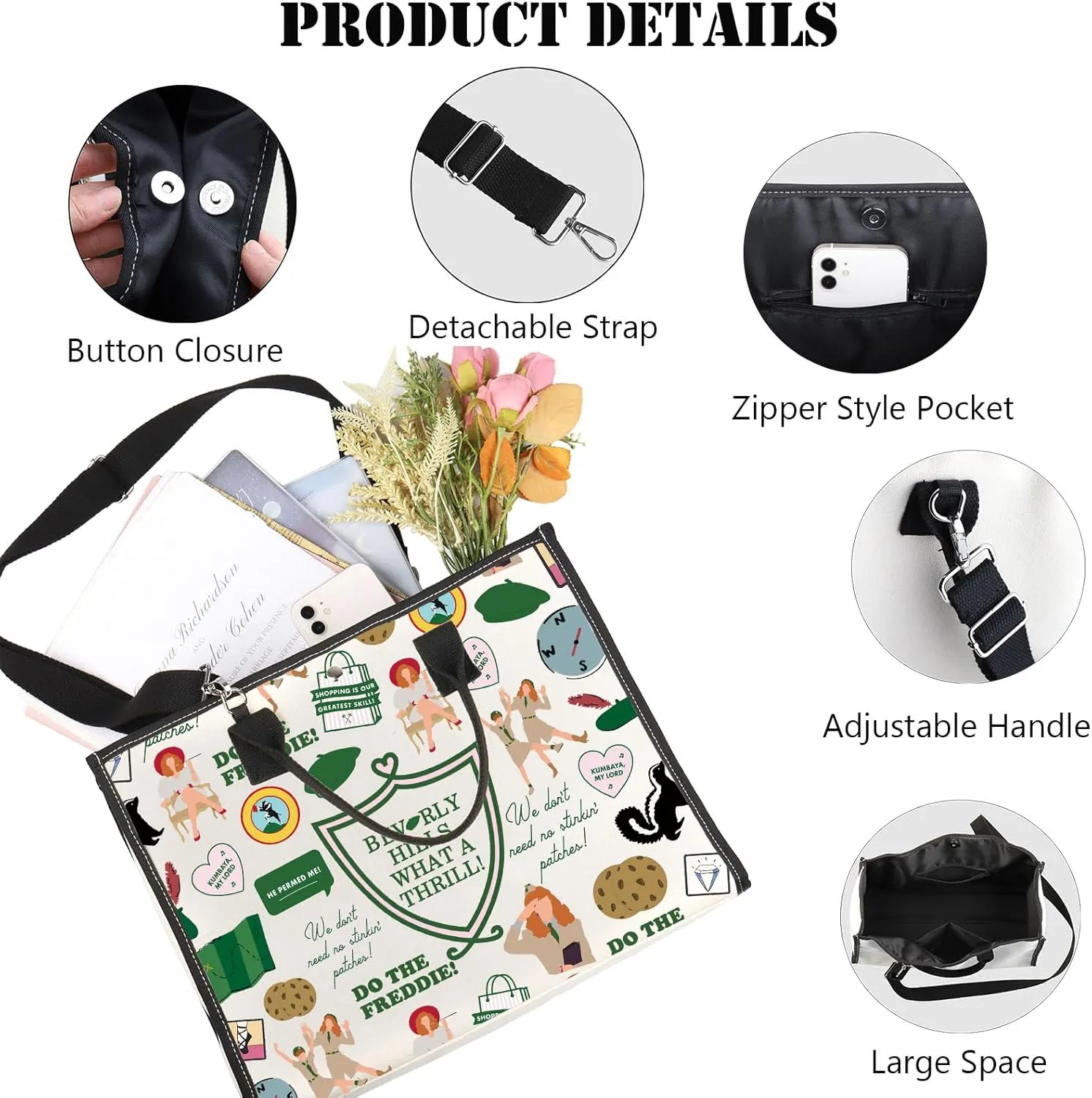 JNIAP Comedy Movie Tote Bag Comedy Movie Gifts Phyllis Nefler Gifts Comedy Movie Shoulder Bags(Beverl Totes)