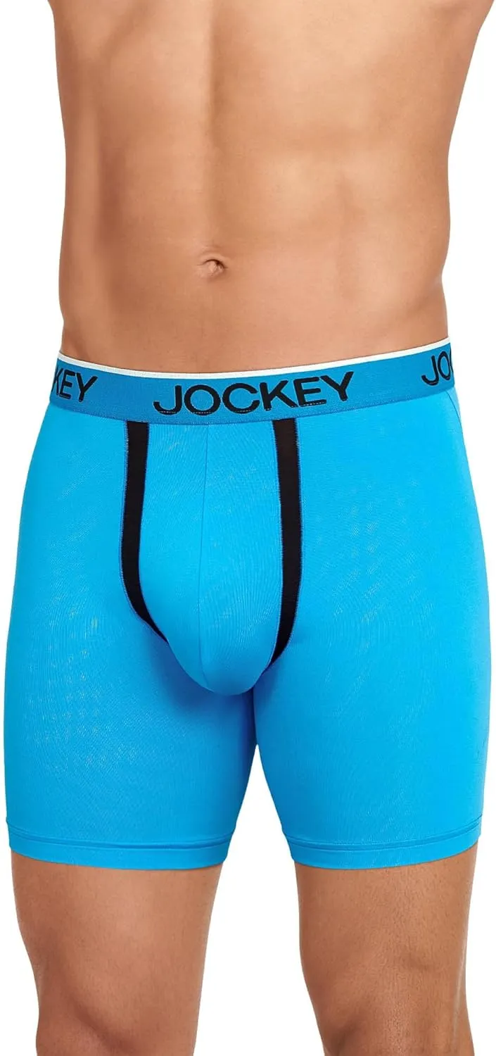 Jockey Men's Underwear Chafe Proof Pouch Microfiber 6" Boxer Brief - 3 Pack