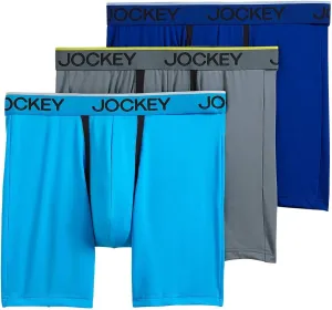 Jockey Men's Underwear Chafe Proof Pouch Microfiber 6" Boxer Brief - 3 Pack