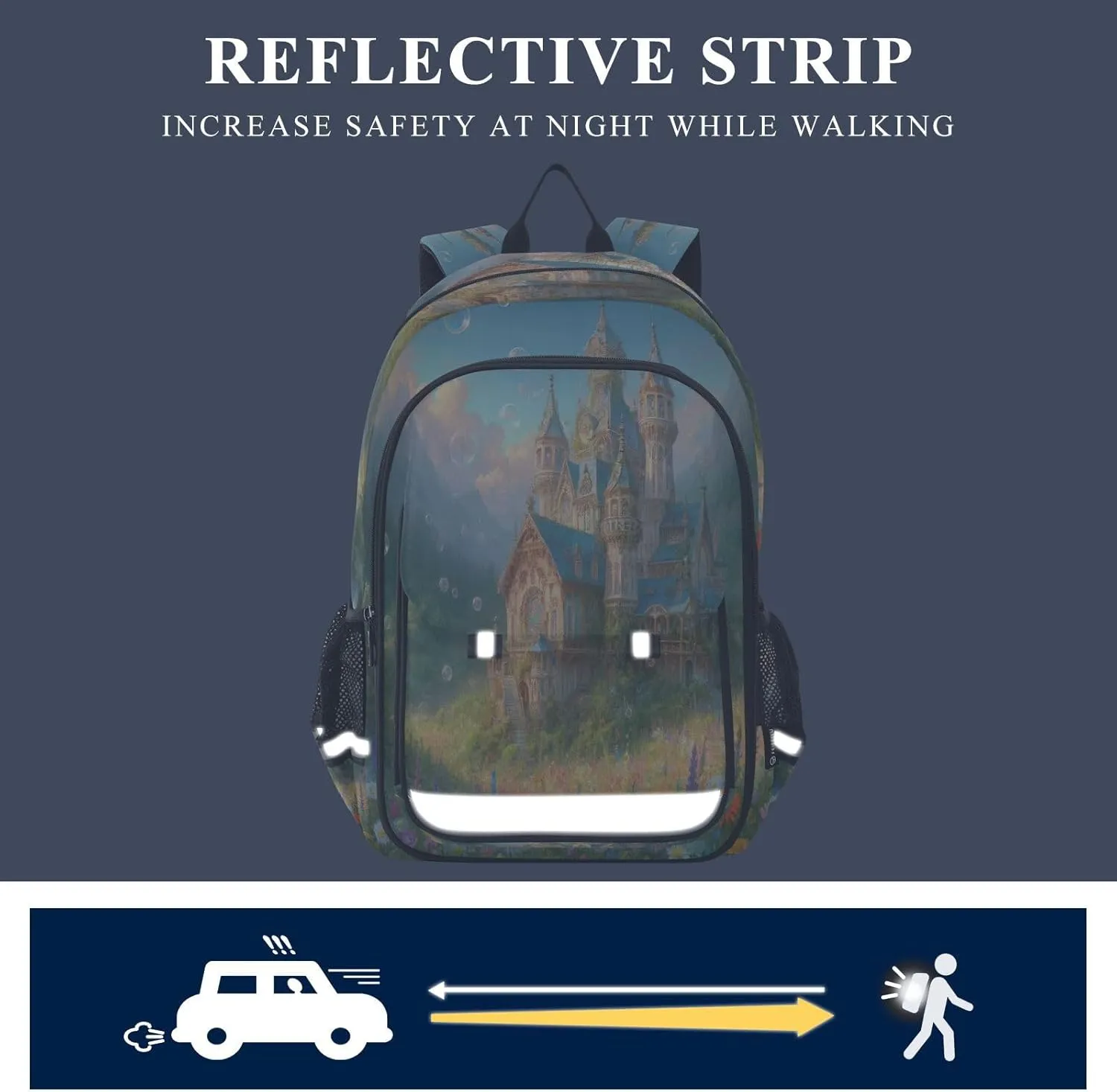 Joisal Fantasy Castle Surrounded by Flowers Kids School Backpack for Girls Boys Lightweight Computer Backpack