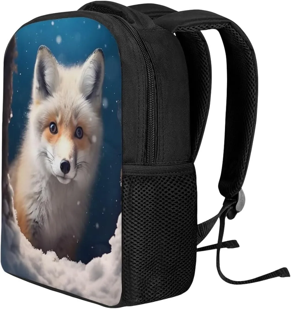 JooMeryer Kids Animal Backpack Cool Wolf Fox Print Shoulder Bag for Boys Girls Teenager Casual Rucksack Schoolbag, 12inch,Cute Ice Fox