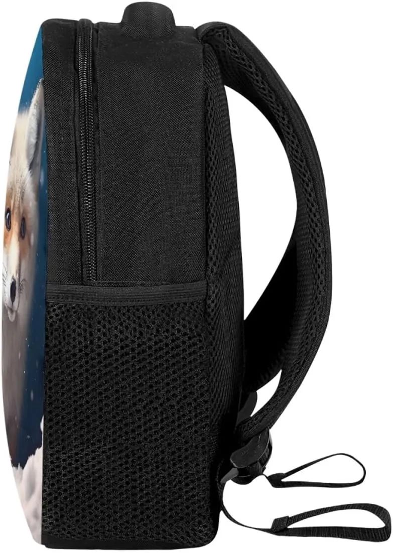 JooMeryer Kids Animal Backpack Cool Wolf Fox Print Shoulder Bag for Boys Girls Teenager Casual Rucksack Schoolbag, 12inch,Cute Ice Fox