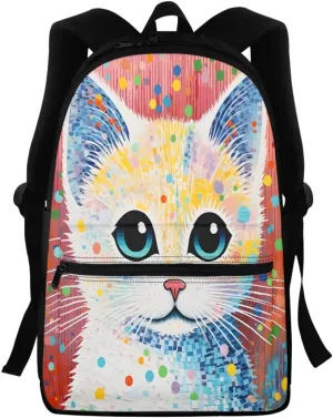 JooMeryer School Bag for Youth Boy Girl 3D Animal Printed Backpack Bookbag Daypack Rucksack with Adjustable Shoulder Strap,Cute Cat