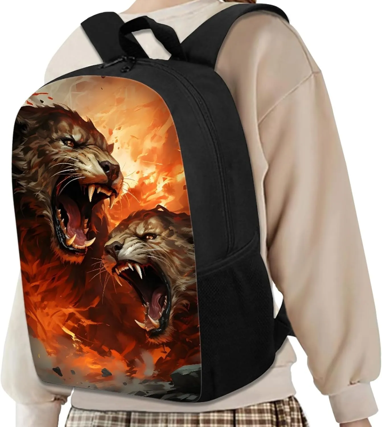 JooMeryer School Bags Backpack for Teens Childs Boys Girls 3D Animal Printed Casual Travel Knapsack Laptop Rucksack,Angry Tiger